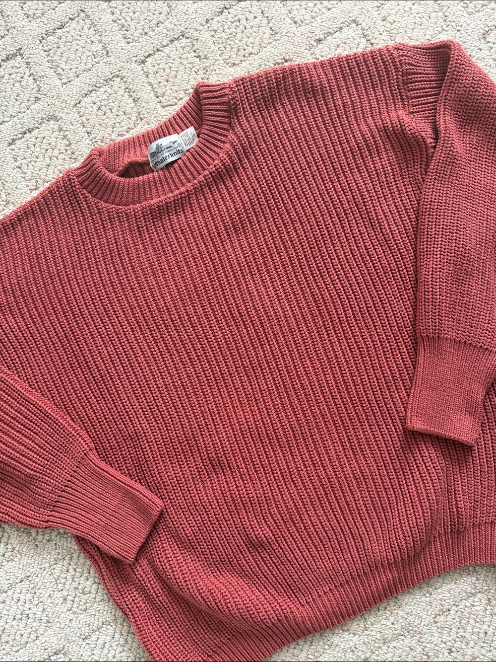 Cozy Ribbed Crewneck Sweater - burnt orange